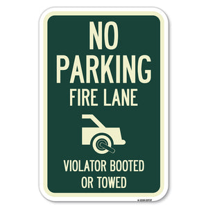 No Parking Fire Lane (With Graphic) Violators Booted or Towed