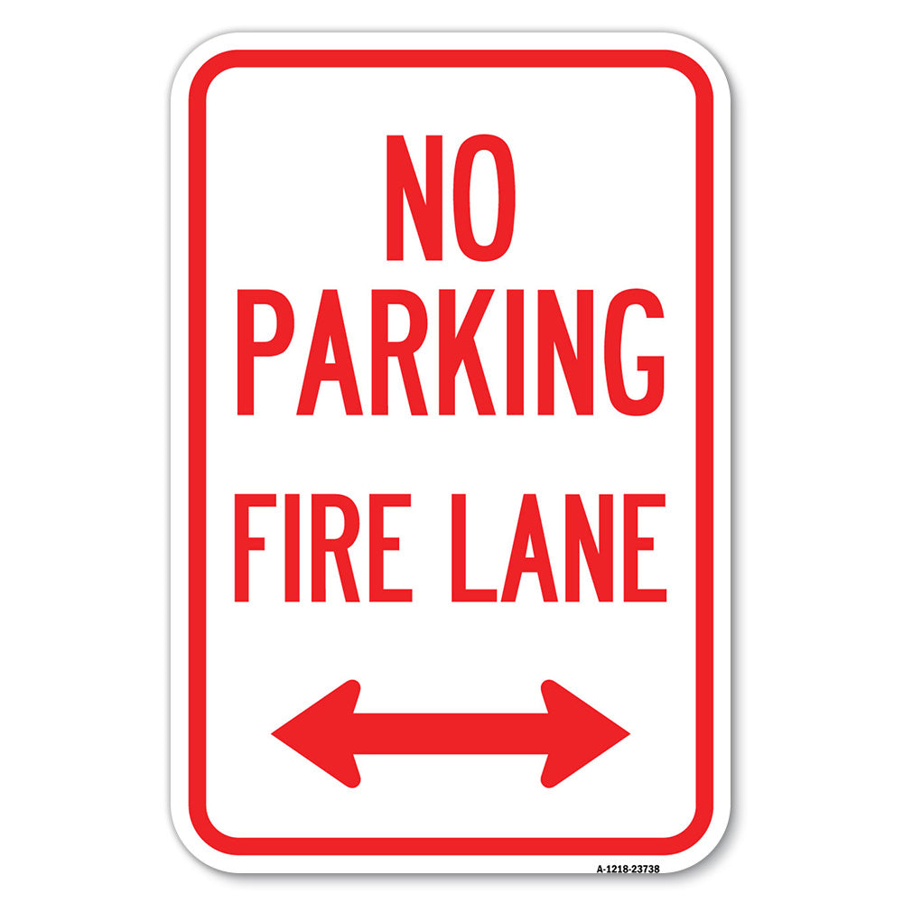 No Parking Fire Lane (With Bidirectional Arrow)