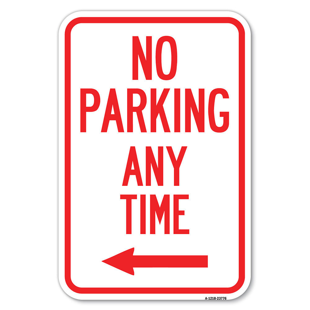 No Parking Anytime with Left Arrow