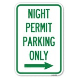 Night Permit Parking Only (With Right Arrow)