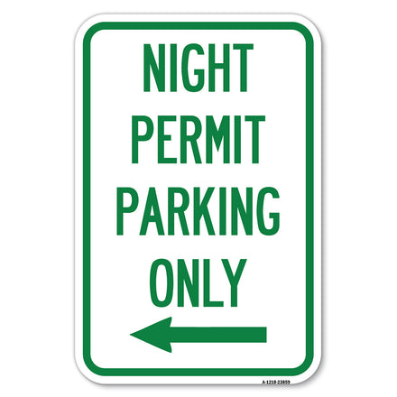 Night Permit Parking Only (With Left Arrow)