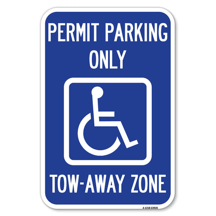 Georgia ADA Handicapped Parking Sign Accessible Permit Parking Only, Tow-Away Zone with Symbol