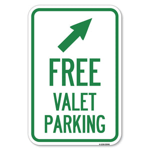 Free Valet Parking with Upper Right Arrow