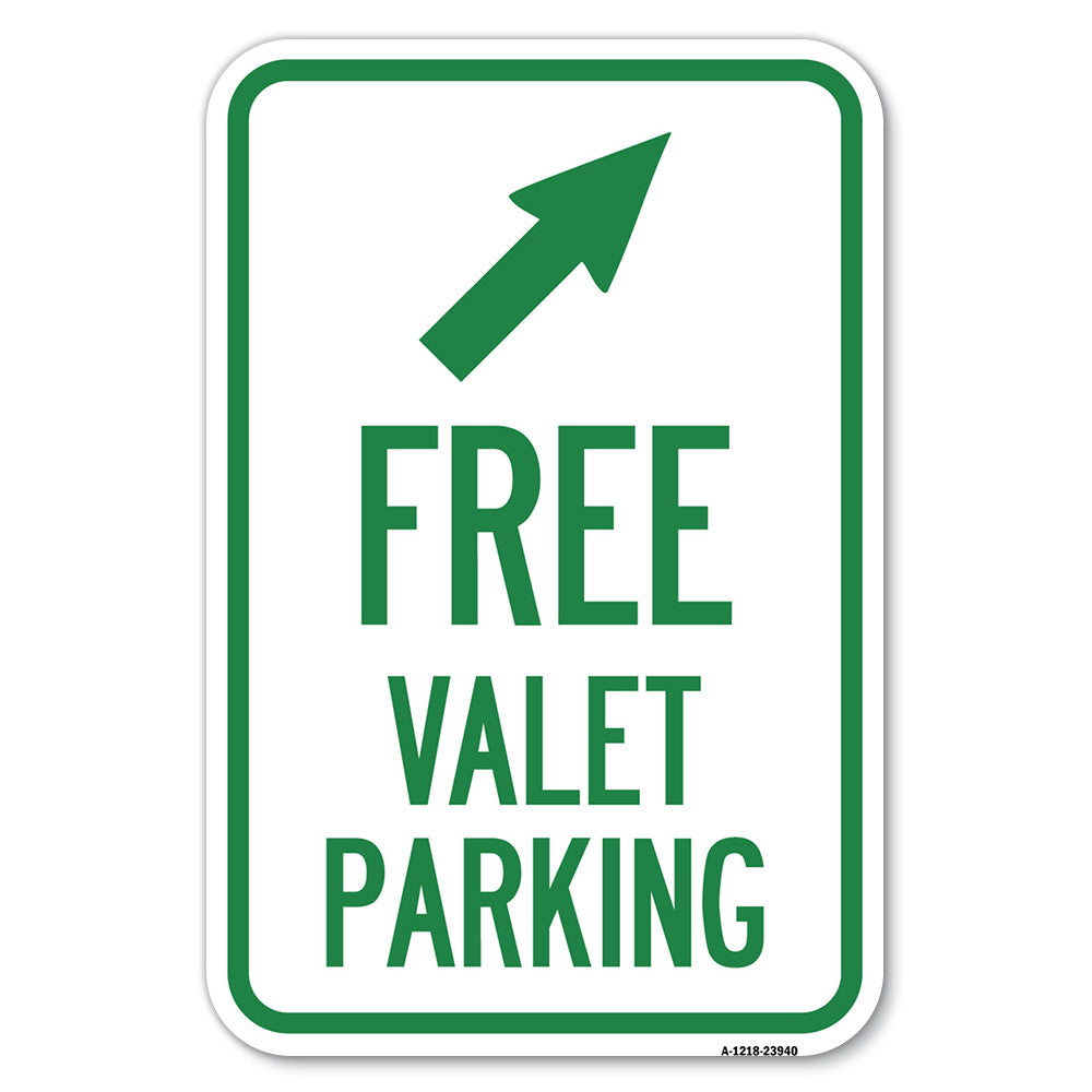 Free Valet Parking with Upper Right Arrow