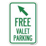 Free Valet Parking with Upper Left Arrow