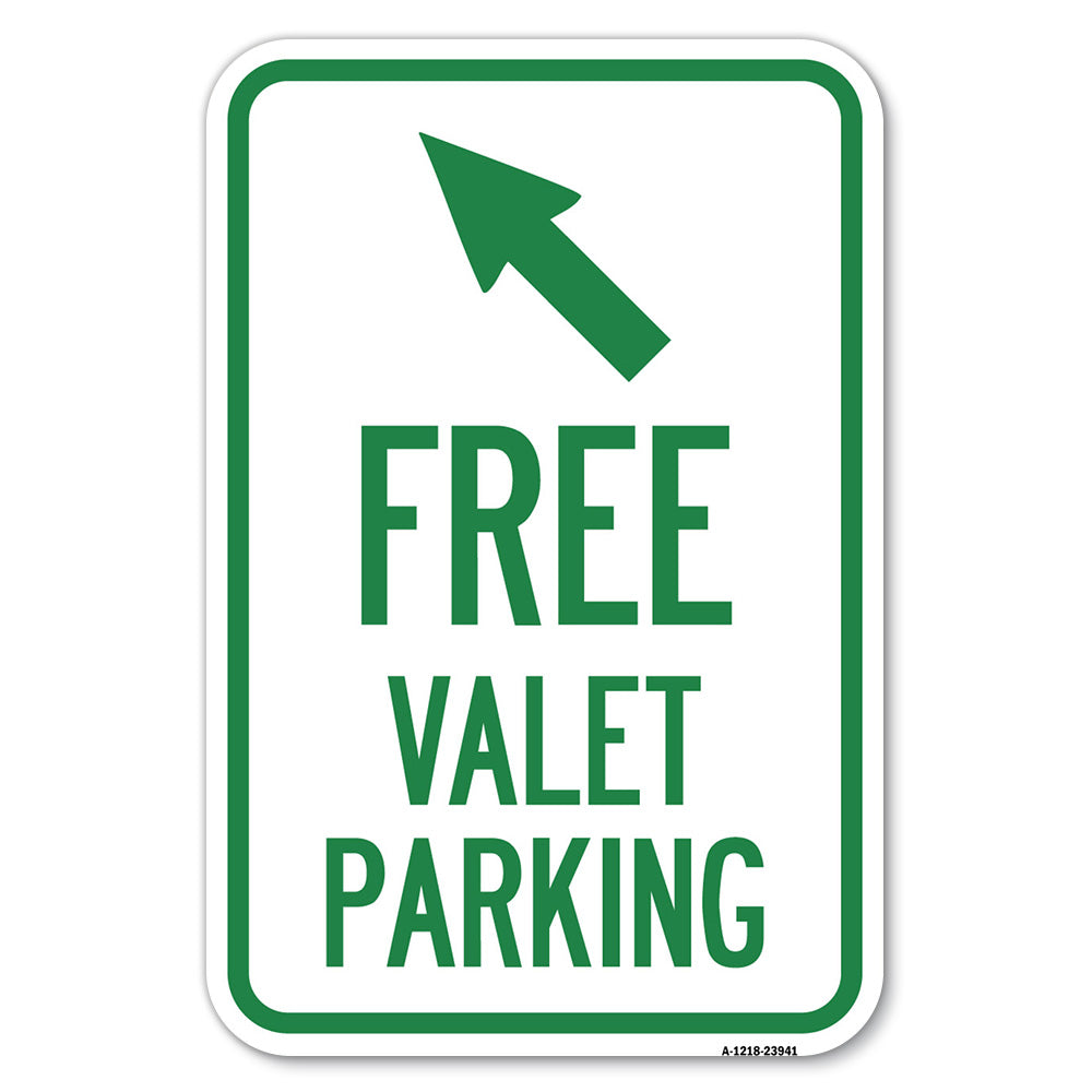 Free Valet Parking with Upper Left Arrow