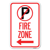 Fire Zone (No Parking Symbol and Left Arrow)