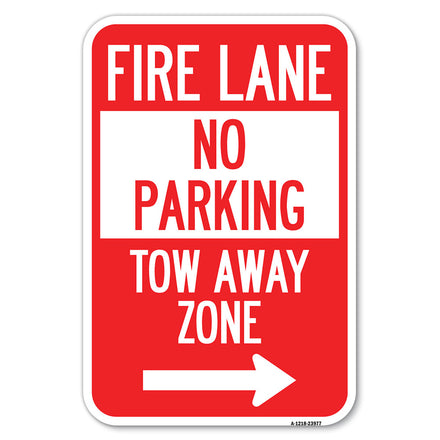 Fire Lane, Tow-Away Zone with Right Arrow