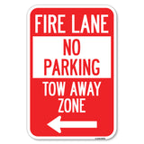 Fire Lane, Tow-Away Zone with Left Arrow