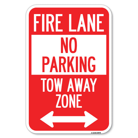 Fire Lane, Tow-Away Zone with Bidirectional Arrow