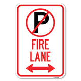Fire Lane (No Parking Symbol and Arrow Pointing Left and Right)