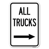 Driveway Sign All Trucks with Right Arrow