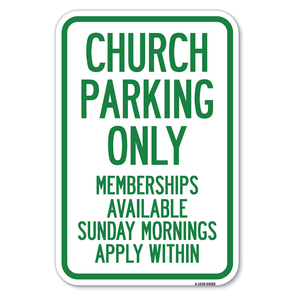 Church Parking Only, Memberships Available Sunday Mornings, Apply Within