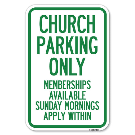 Church Parking Only, Memberships Available Sunday Mornings, Apply Within