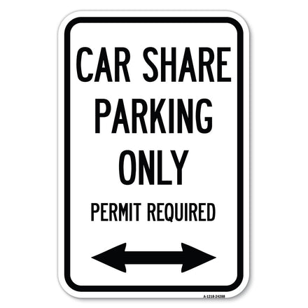 Car Share Parking Only Permit Required with Bidirectional Arrow
