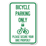 Bicycle Parking Only, Please Secure Your Bike Properly (With Cycle and Lock Symbol)