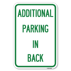 Additional Parking in Back Sign