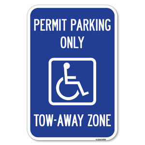 Accessible Permit Parking Only, Tow-Away Zone with Symbol