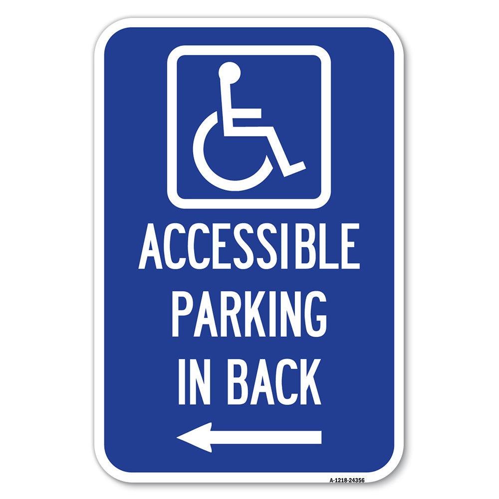 Accessible Parking on Left Arrow (With Graphic)