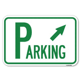 Parking with Arrow Pointing to Top Right