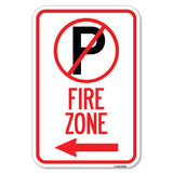 (No Parking Symbol and Left Arrow)