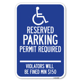 (Modern Isa Symbol) Connecticut Reserved Parking Permit Required Violators Will Be Fined Min $150
