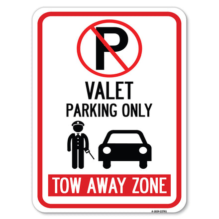 Valet Parking Only Tow Away Zone with Car Graphic