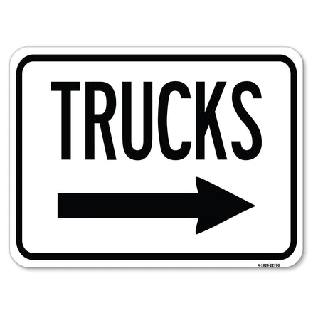 Trucks Sign Trucks (With Right Arrow)