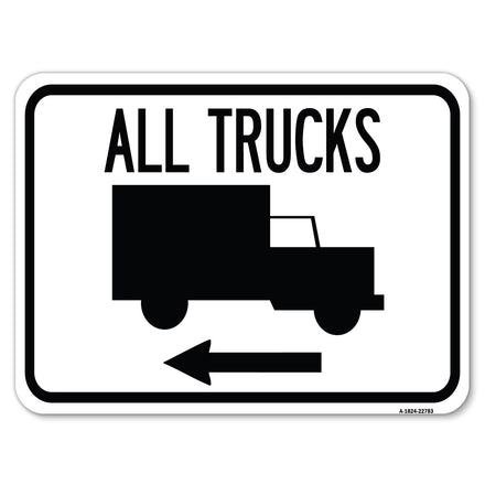 Trucks Sign All Trucks (With Truck Symbol & Left Arrow)