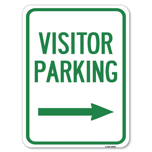 Reserved Parking Sign Visitor Parking (Arrow Pointing Right)