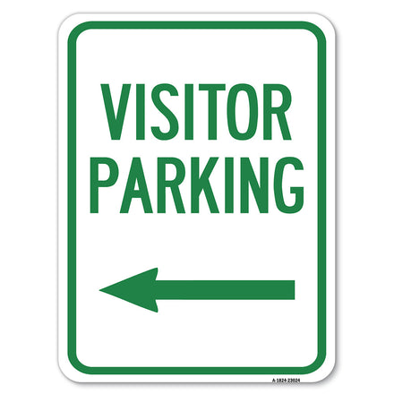 Reserved Parking Sign Visitor Parking (Arrow Pointing Left)