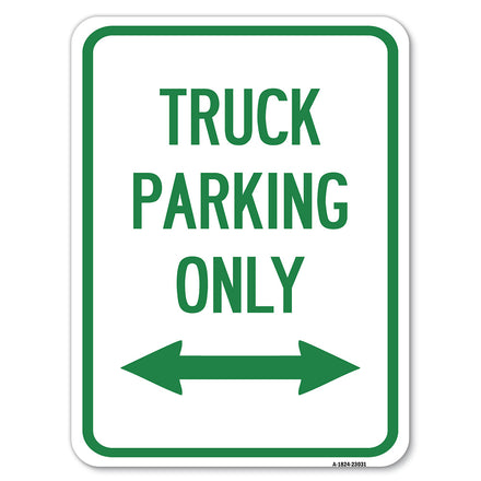 Reserved Parking Sign Truck Parking Only with Bidirectional Arrow