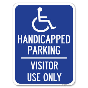 Reserved Parking Sign Handicapped Parking, Visitor Use Only with Graphic