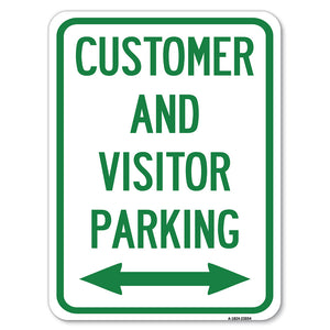 Reserved Parking Sign Customer and Visitor Parking (Bidirectional Arrow)