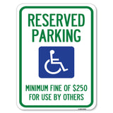 Reserved Parking Minimum Fine of $250 for Use by Others (Accessible Symbol)