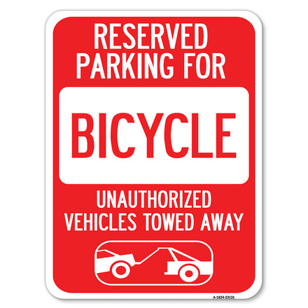 Reserved Parking for Bicycle Unauthorized Vehicles Towed Away (With Tow Away Graphic)