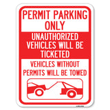 Permit Parking Only, Unauthorized Vehicles Will Be Ticketed, Vehicles Without Permits Will Be Towed (With Graphic)