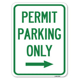 Permit Parking Only (With Right Arrow)