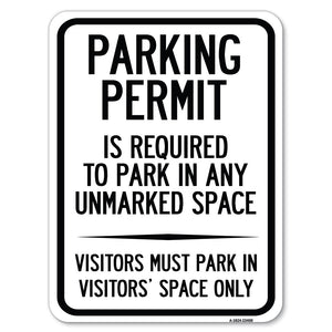 Parking Permit Is Required to Park in ANY Unmarked Space - Visitors Must Park in Visitors' Space Only