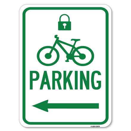 Parking (With Lock, Cycle & Left Arrow Symbol)