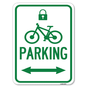 Parking (With Lock, Cycle & Bidirectional Arrow Symbol)