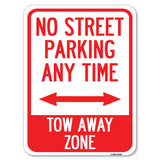 No Street Parking Anytime Tow Away Zone (With Bidirectional Arrow)