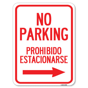 No Parking Prohibido Estacionarse (With Left Arrow)