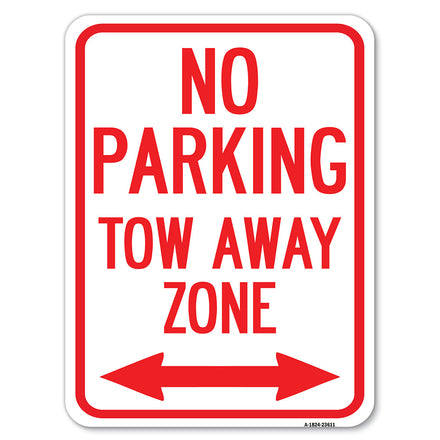 No Parking, Tow Away Zone with Bidirectional Arrow