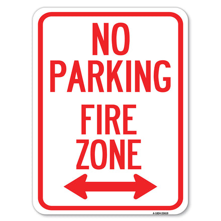 No Parking, Fire Zone with Bidirectional Arrow