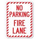 No Parking, Fire Lane with Striped Border