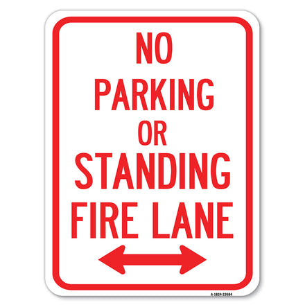 No Parking or Standing, Fire Lane (With Bidirectional Arrow)