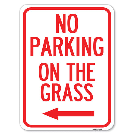 No Parking on the Grass with Left Arrow