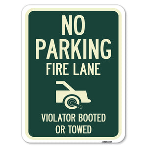 No Parking Fire Lane (With Graphic) Violators Booted or Towed