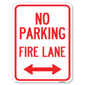 No Parking Fire Lane (With Bidirectional Arrow)
